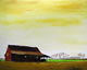 Small Town America: Red Shed Under Yellow Sky